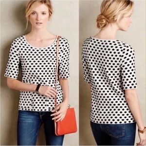 Moth Anthropologie Dottie jacquard scoop neck short sleeve pullover knit